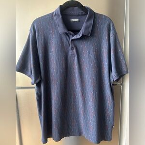 Indian Terrain Constructed Polo Shirt Mens L Blue Pattern Cotton Casual Golf